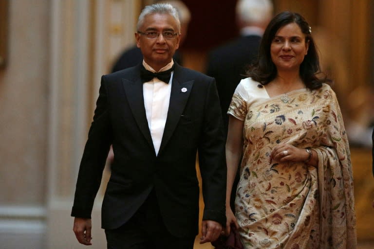 Mauritius's Prime Minister Pravind Jugnauth and wife Kobita Ramdanee at a Commonwealth Heads of Government Meeting in London earlier this year