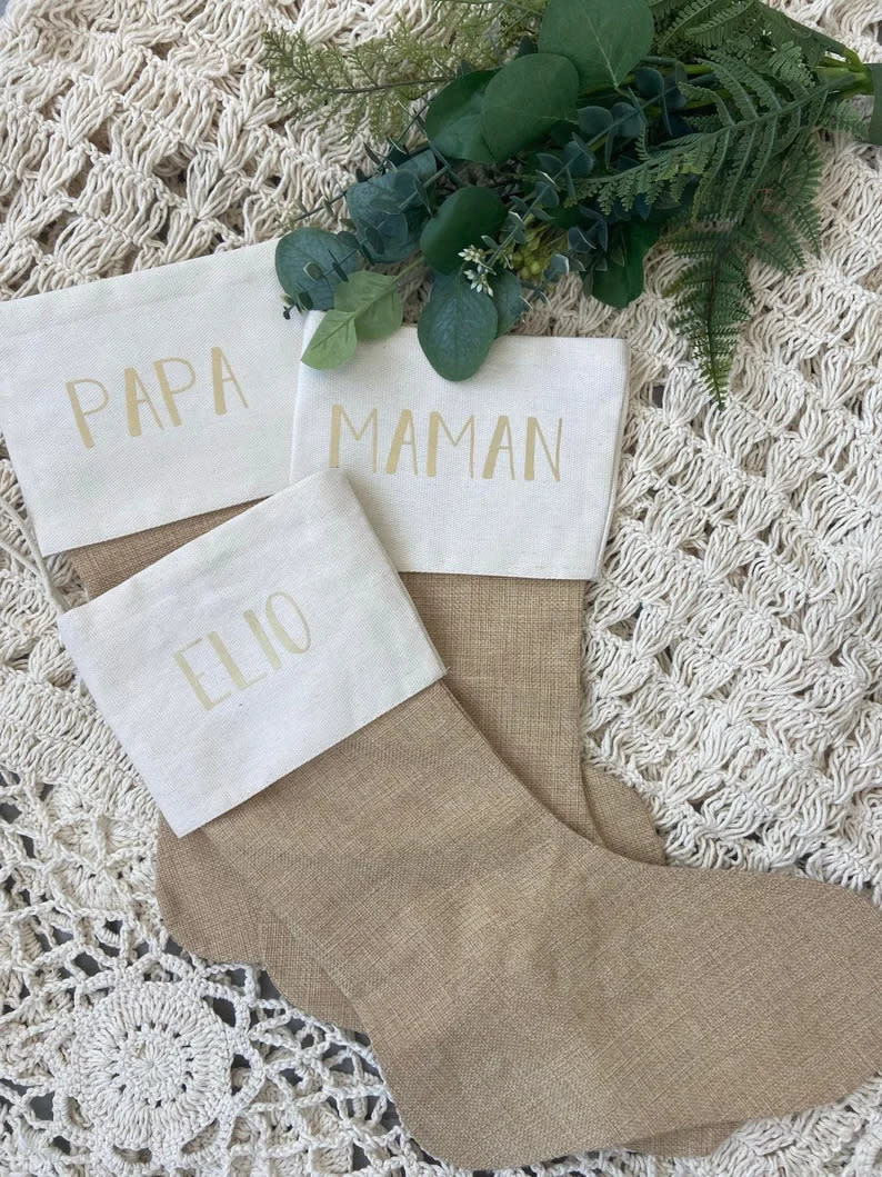 Chaussettes de Noël personnalisés en jute