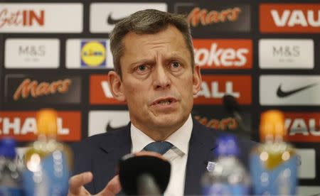 Football Soccer Britain - England - Gareth Southgate Press Conference - Wembley Stadium - 1/12/16 FA Chief Executive Martin Glenn during the press conference Action Images via Reuters / Carl Recine Livepic EDITORIAL USE ONLY.