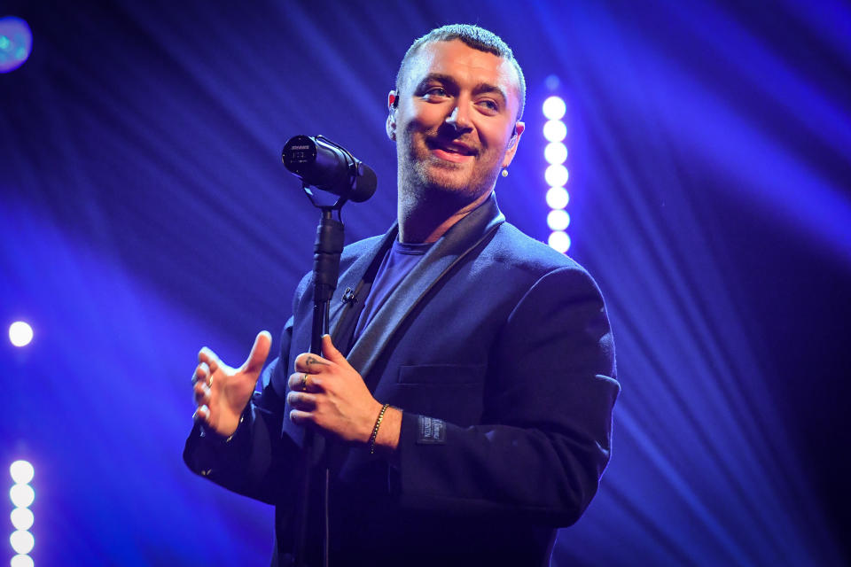 EDITORIAL USE ONLY Sam Smith performs during the filming for the Graham Norton Show at BBC Studioworks 6 Television Centre, Wood Lane, London, to be aired on BBC One on Friday evening.