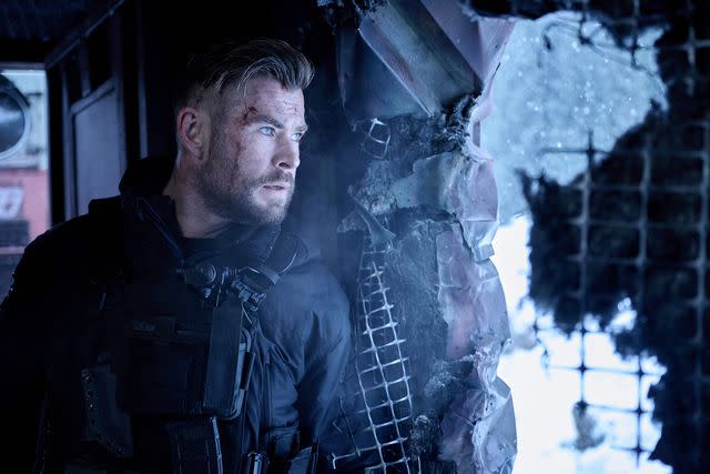 <p>Jasin Boland/Netflix </p> Chris Hemsworth in 'Extraction 2,' 2023