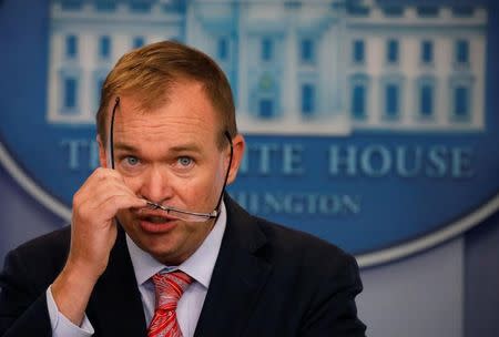 Office of Management and Budget Director Mick Mulvaney attends the daily briefing at the White House in Washington, U.S., July 20, 2017. REUTERS/Carlos Barria