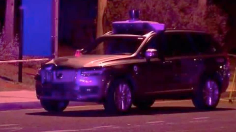 The pedestrian was crossing the road when she was struck by the self-driving uber. Source: ABC Arizona