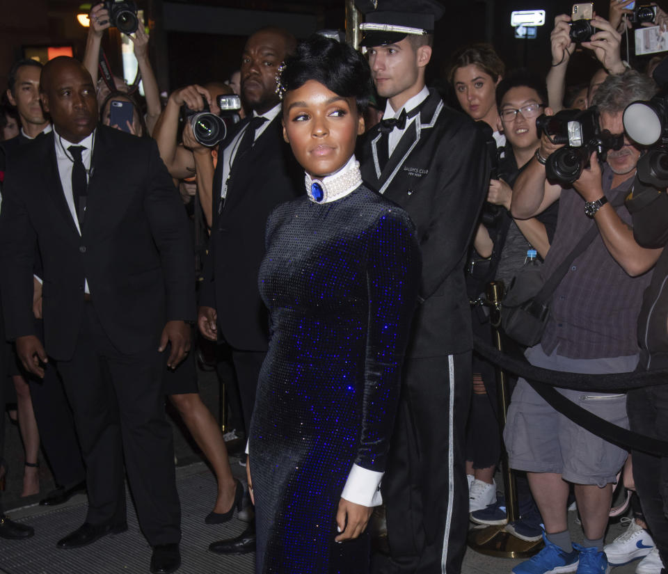 Janelle Monae arrives to the Ralph Lauren show during Fashion Week on Saturday, Sept. 7, 2019, in New York. (Photo by Charles Sykes/Invision/AP)