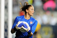 Hope Solo #1 of the USA catches the ball during the game against China at PPL Park on May 27, 2012 in Chester, Pennsylvania. USA won 4-1. (Photo by Drew Hallowell/Getty Images)