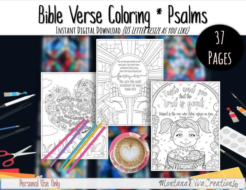 Book of Psalms Bible Verse Coloring Pages