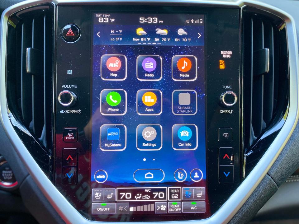 The Subaru Ascent's Starlink Infotainments system lives on a large 11.6-inch vertical touchscreen.