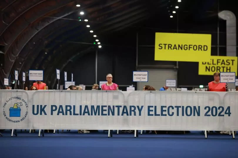 Election workers at Titanic Exhibition Centre