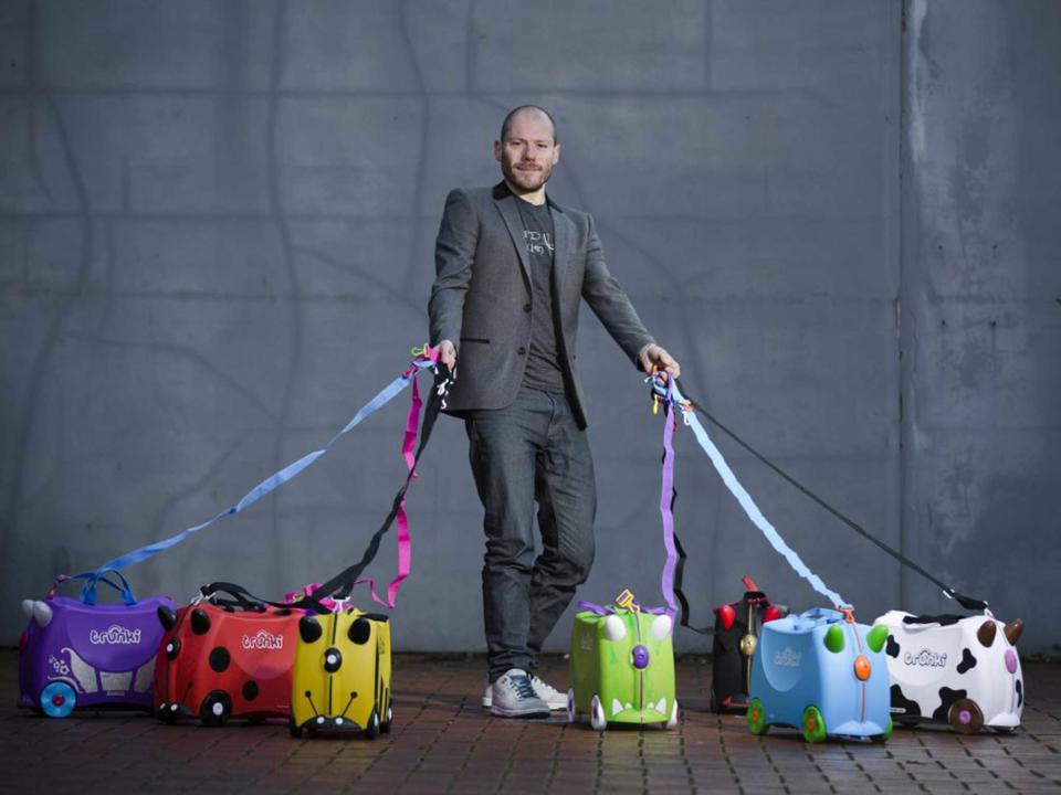 Trunki founder Rob Law with his creationsTrunki