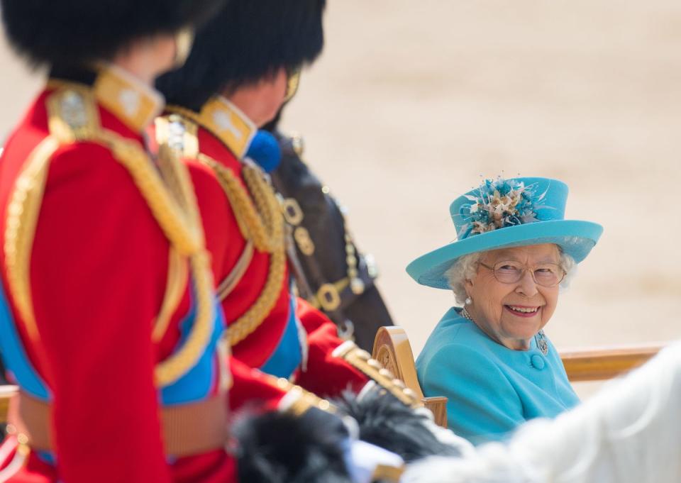 <p>The Queen smiles as her official birthday celebrations commence.</p>