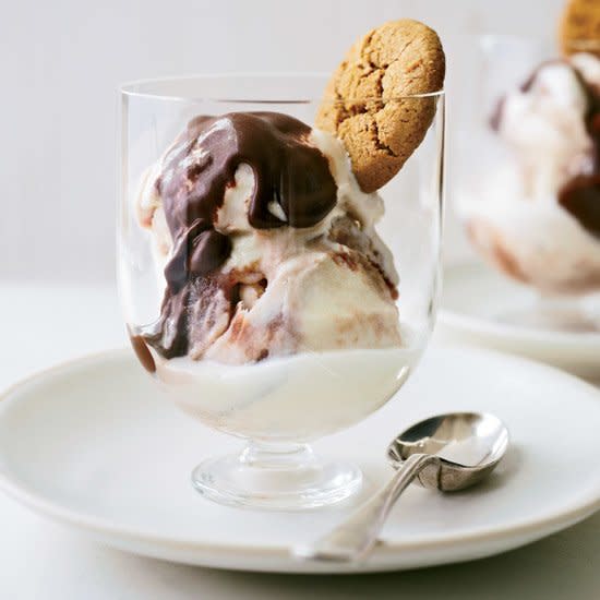 Apple-Butter Ice Cream with Ginger-Chocolate Ganache