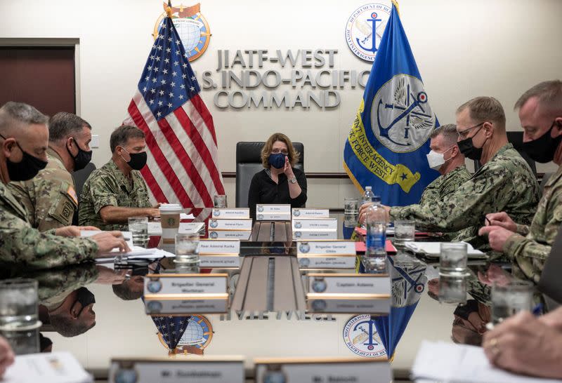 U.S. Deputy Secretary of Defense Dr. Kathleen Hicks participates in a Red Hill cross-level discussion with U.S. Indo-Pacific Command leadership and the Environmental Protection agency at USINDOPACOM Headquarters