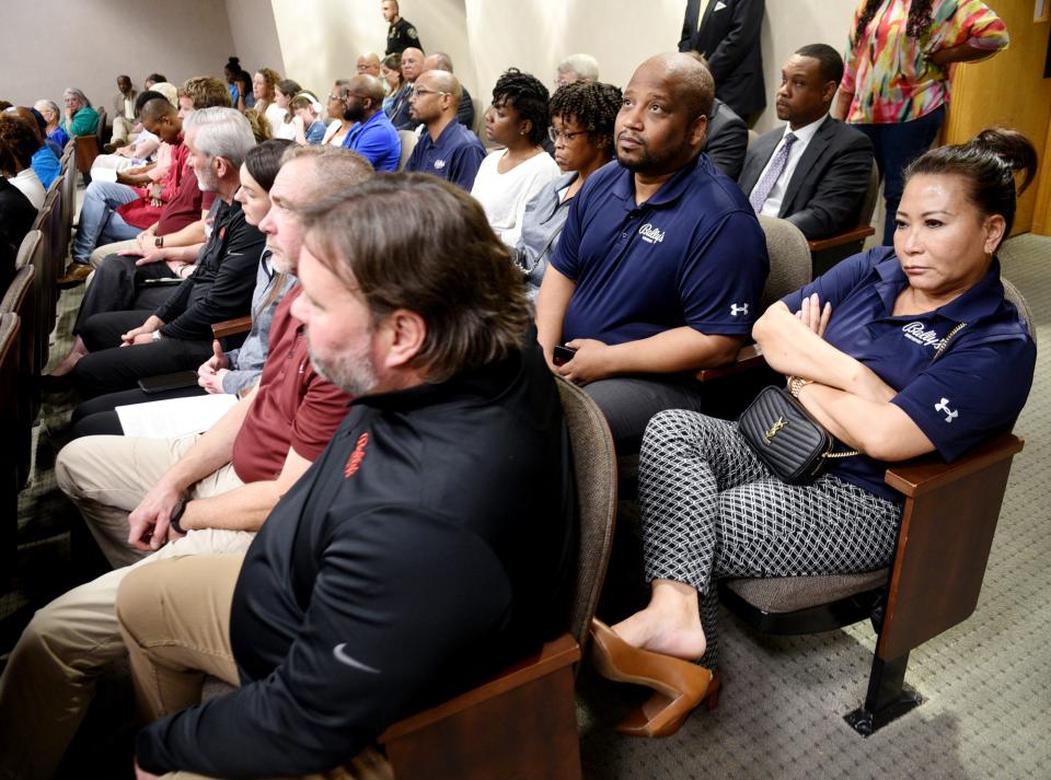 Employees from Bally's Casino attend the Shreveport City Council meeting about allowing smoking back into the casinos on May, 23, 2023, at Government Plaza.