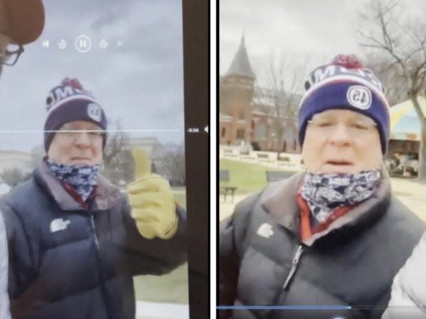 David Johnston seen in TikTok videos at the Capitol siege