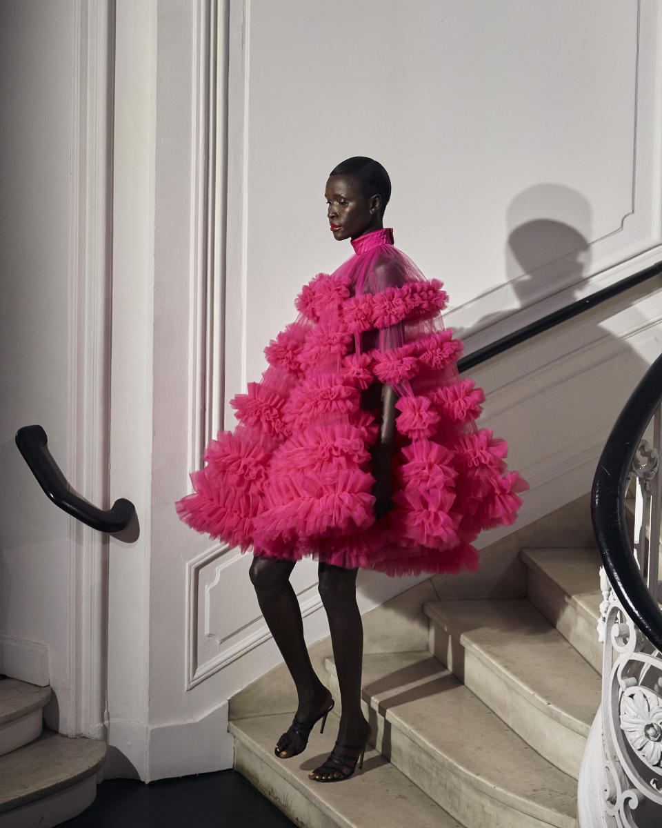 FILE - Fashion from the Christian Siriano collection is modeled during Fashion Week on Wednesday, Sept. 7, 2022 in New York. (AP Photo/Andres Kudacki, File)