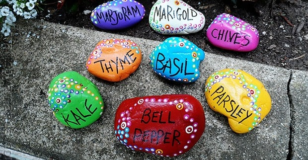 backyard decor ideas rock garden markers