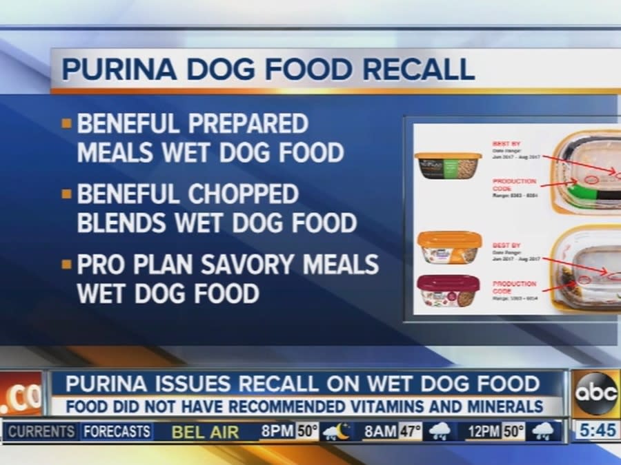 Purina recalls dog food