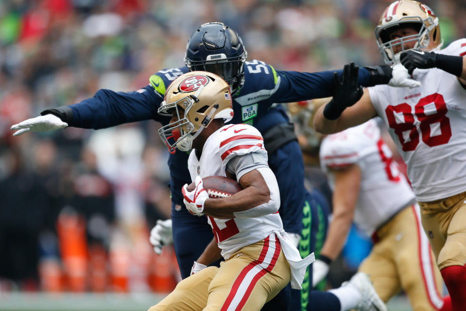 With the Seahawks defense on a roll, Frank Clark has Richard Sherman and the 49ers in his crosshairs. (Getty)