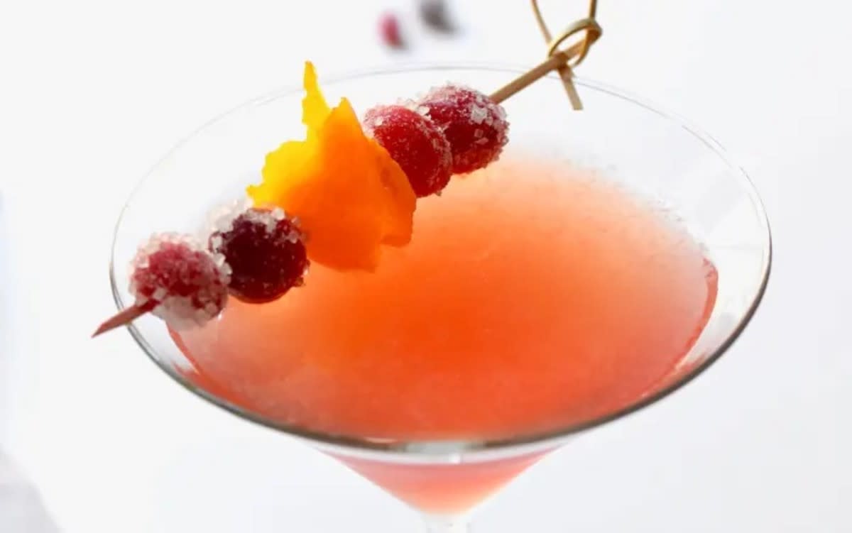 <p>Jon Ashton</p><p>Ginger ale, orange and sugared cranberries make this martini pop. Cheers!</p><p><strong>Get the recipe: <a href="https://parade.com/1294687/jonashton/ginger-orange-and-cranberry-martini-recipe/" rel="nofollow noopener" target="_blank" data-ylk="slk:Ginger, Orange and Cranberry Martini;elm:context_link;itc:0;sec:content-canvas" class="link rapid-noclick-resp">Ginger, Orange and Cranberry Martini</a></strong></p>