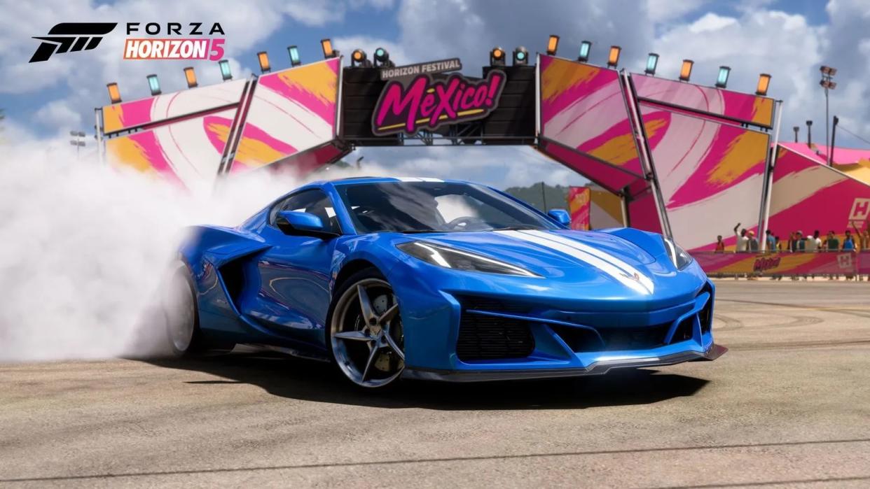  Image of the Corvette e-Ray in Forza Horizon 5. 