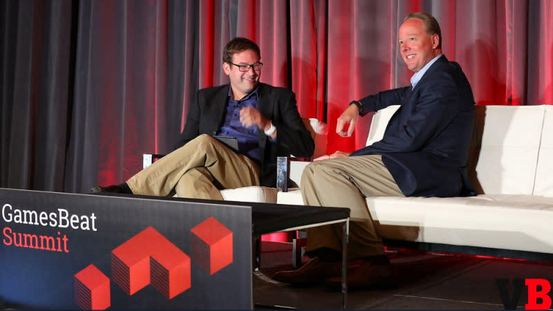 Ian Sherr of Cnet and Mike Gallagher of the ESA at GamesBeat Summit.
