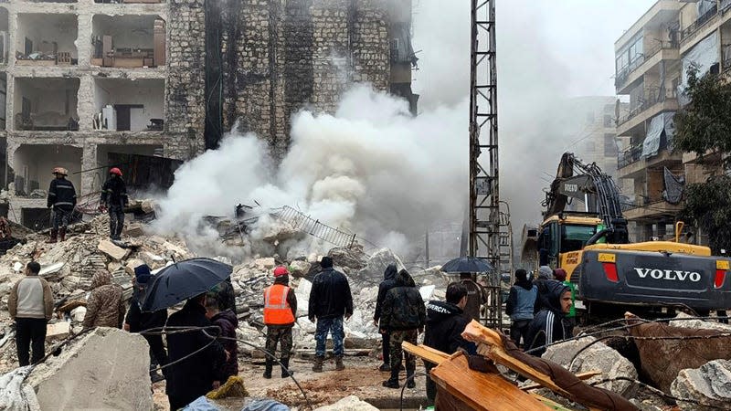 Buildings crumbled as a massive, 7.8 magnitude earthquake struck Turkey and Syria on Monday. In the city of Aleppo, rescue workers sift through the wreckage of an apartment complex.