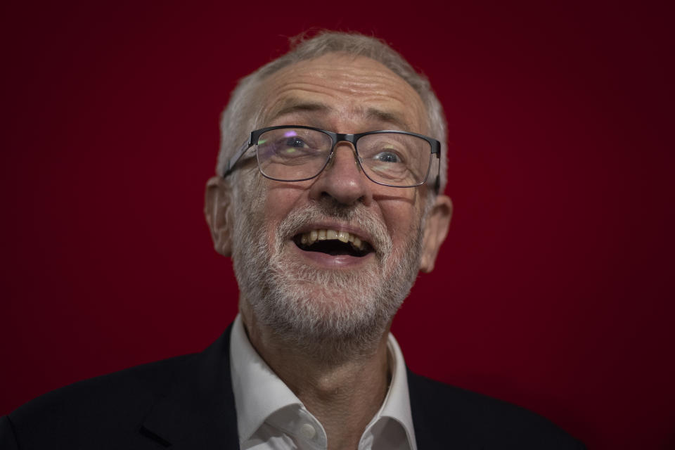 Jeremy Corbyn during a walk around the trade stalls at the Labour Party Conference.