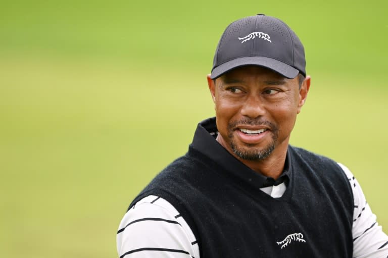 Tiger Woods, smiling during a practice round on Tuesday at the PGA Championship, says he remains in talks about possibly being captain of the 2025 US Ryder Cup team (ROSS KINNAIRD)