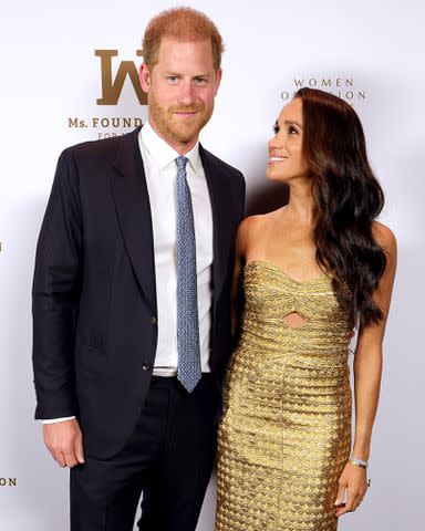 <p>Kevin Mazur/Getty Images</p> Prince Harry and Meghan Markle in New York City on May 16, 2023