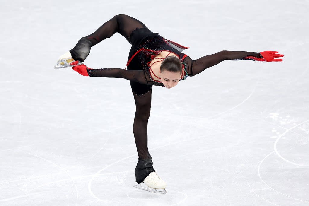 Kamila Valieva of Team ROC skates during the Women Single Skating Free Skating Team Event  (Getty Images)