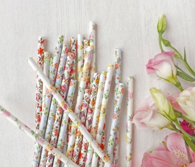 floral paper straws