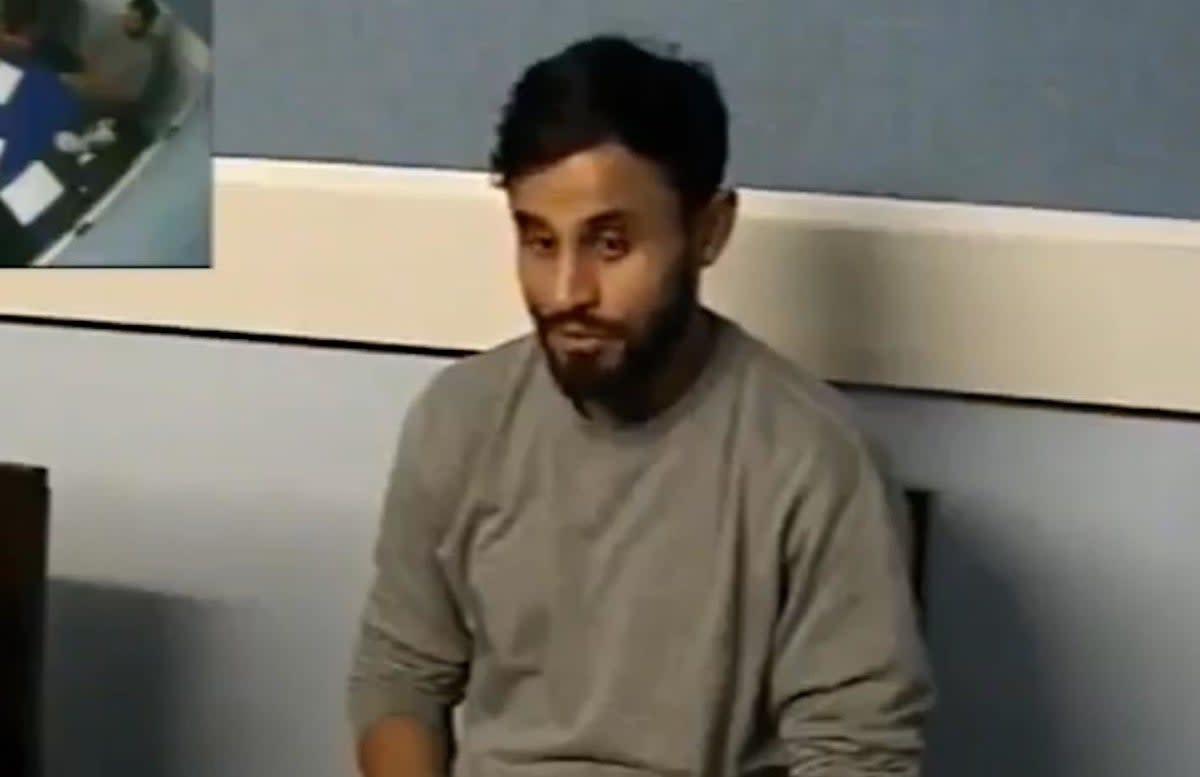 Handout still taken from CCTV issued by Thames Valley Police of Luiz Da Silva Neto, 35, of Wandsworth, south London, being interviewed by police. (PA)