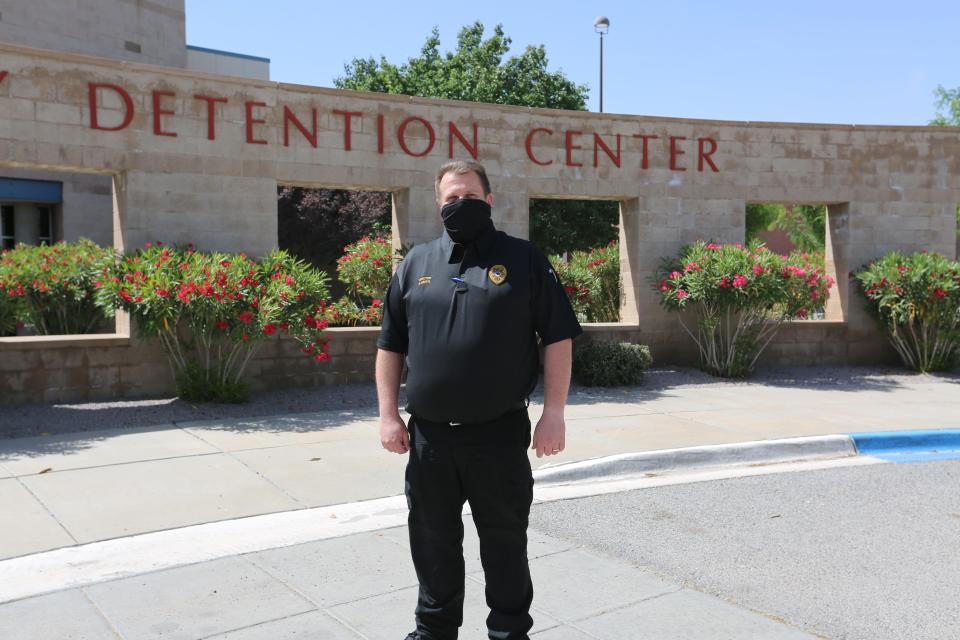 Bryan Baker, director of the Doña Ana County Detention Center, stands outside the jail on Friday May 8, 2020, wearing a mask in compliance with COVID-19 safety protocols in place at the time.