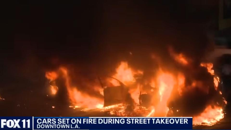 A Fiery End To A Street Takeover In Downtown Los Angeles