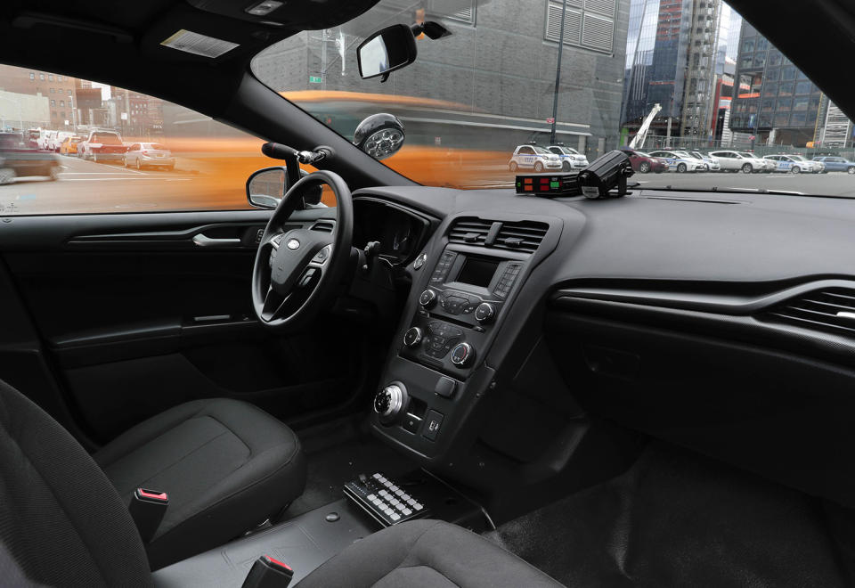 Interior view of the Ford Fusion police hybrid