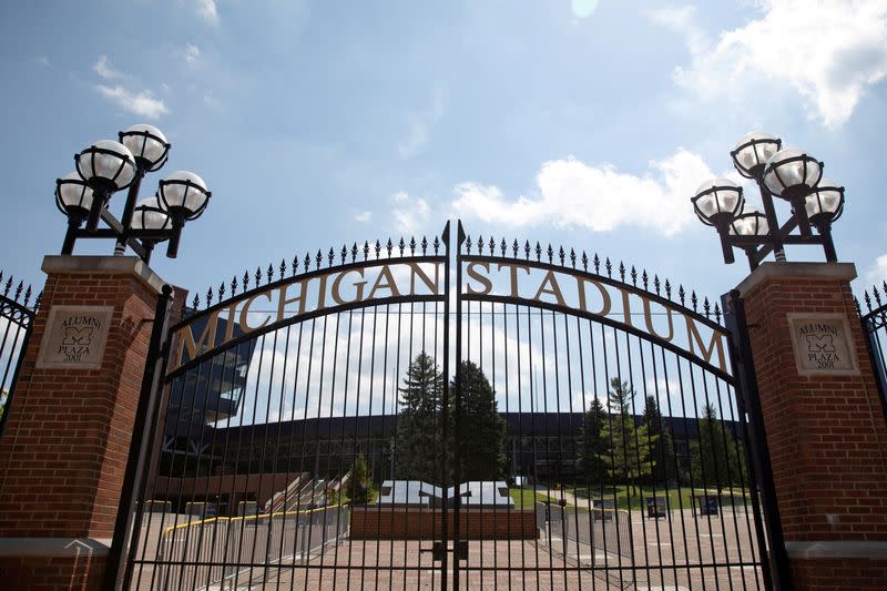 FILE PHOTO: A view outside of Michigan Stadium on the University of Michigan campus amid reports of college football cancellation in Ann Arbor