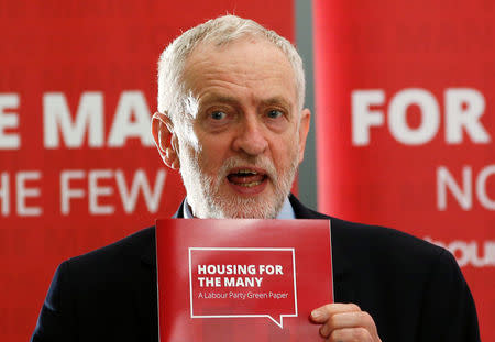 The leader of Britain's Labour Party Jeremy Corbyn attends a housing policy event in London, April 19, 2018. REUTERS/Henry Nicholls