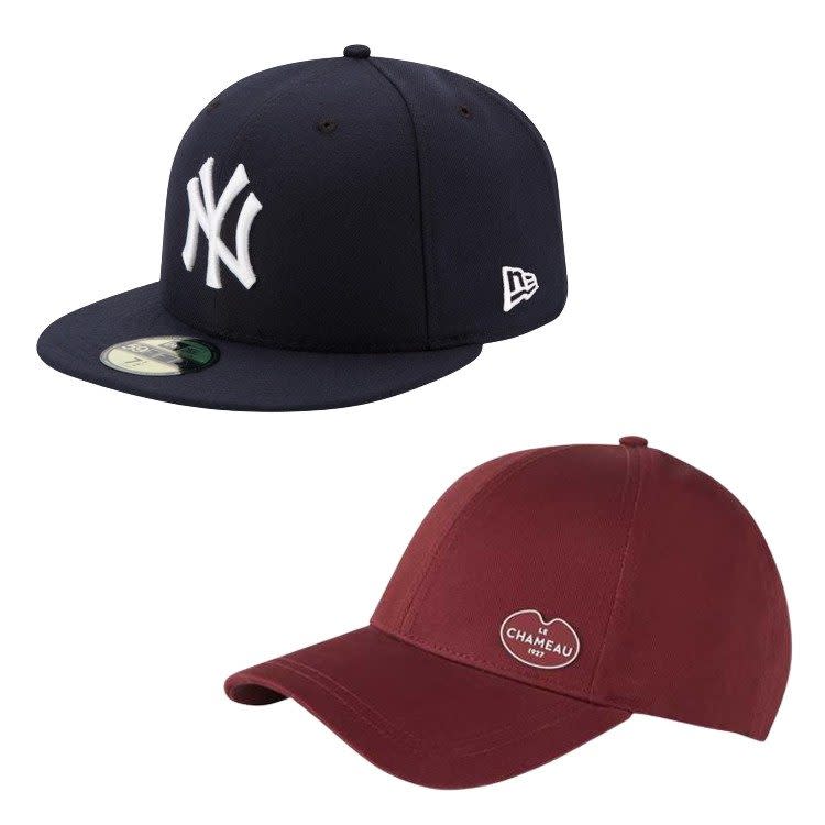 Yankees New Era cap, £36, Fanatics; Cotton cap, £30, Le Chameau