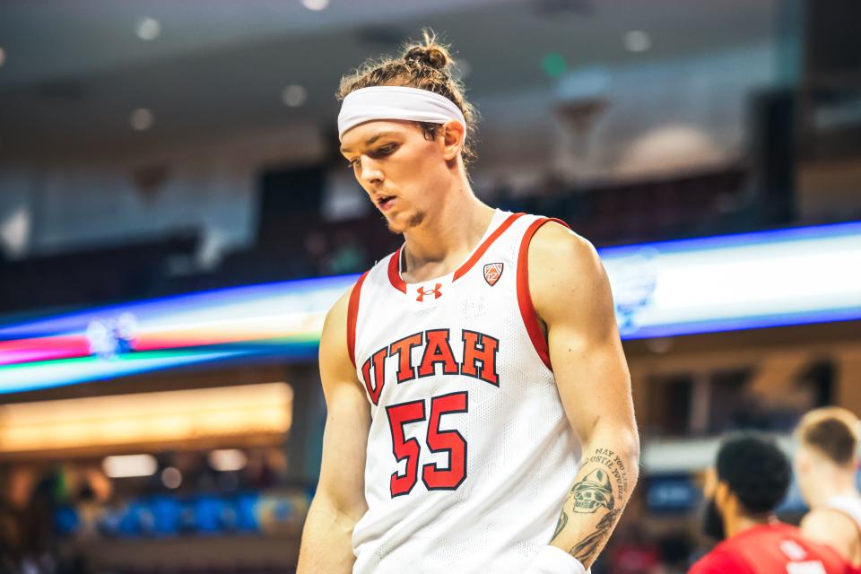 Utah’s Gabe Madsen (55) looks on against Houston during the Charleston Classic in Charleston, S.C., Friday, Nov. 17, 2023. | Omar Torres/Utah Athletics