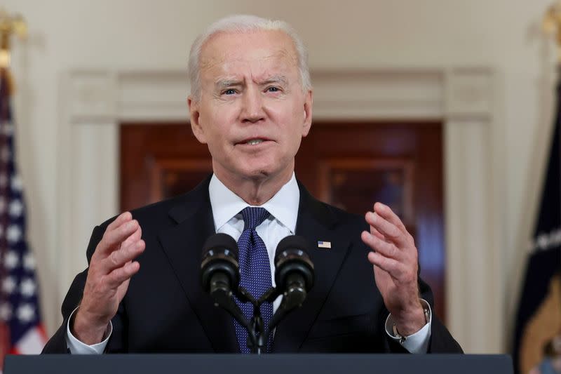 U.S. President Biden delivers remarks on Israel-Hamas ceasefire, in Washington