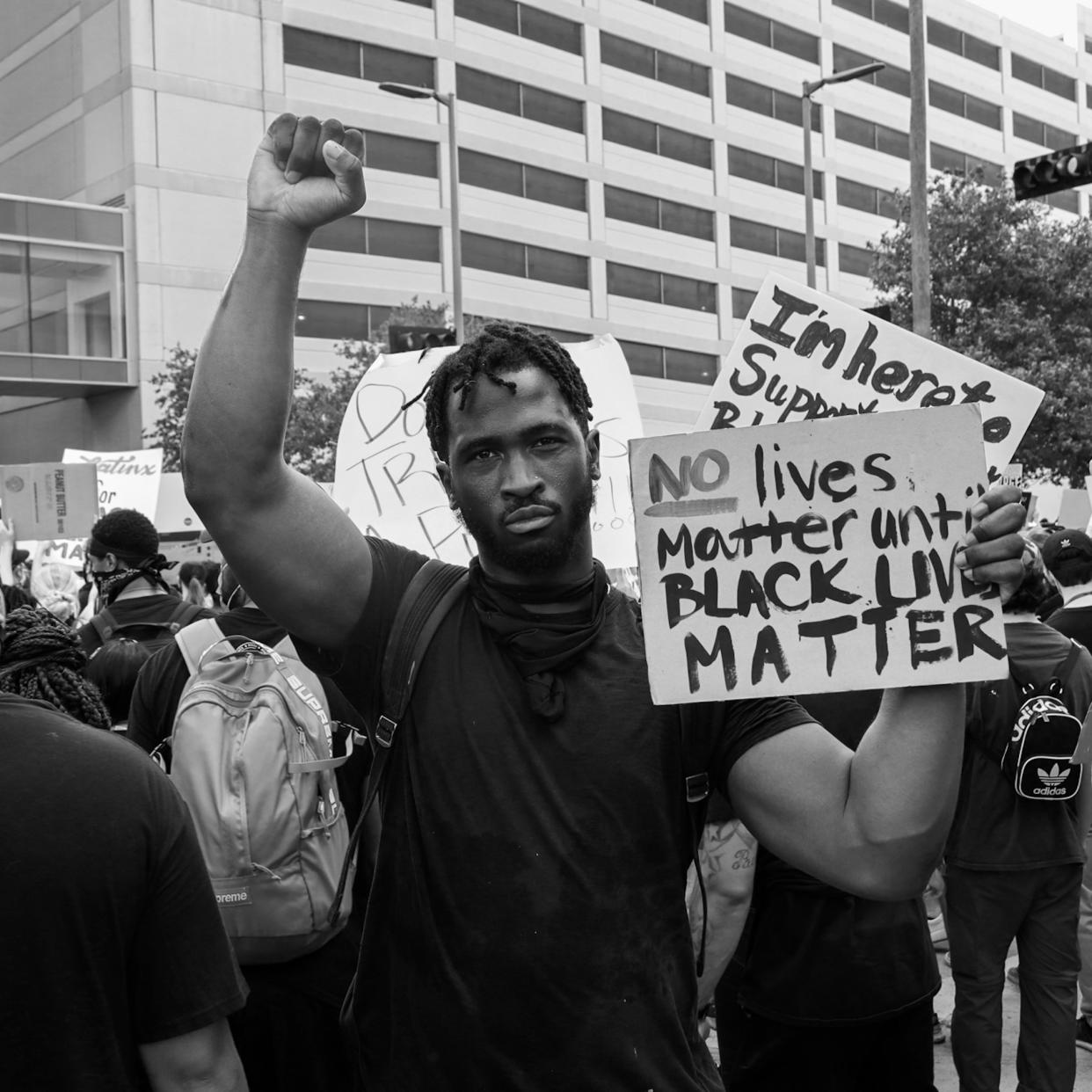 Joshua Keyes marches in Houston following the killing of George Floyd. (D.E. Digital Group)