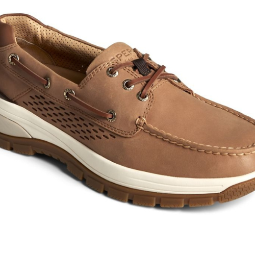 brown boat shoe with chunky sole