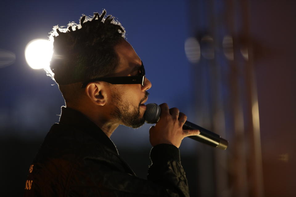 Miguel performs at Linda Perry's Rock 'N' Relief 2-Day Drive-Thru concert event and live stream benefiting Core Response