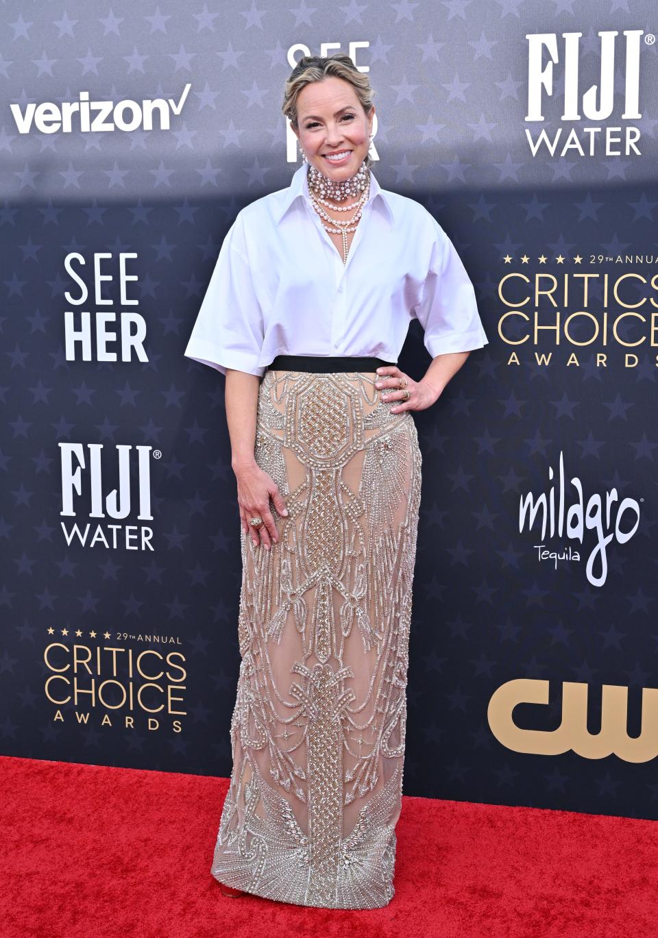 Maria Bello attends the 2024 Critics Choice Awards