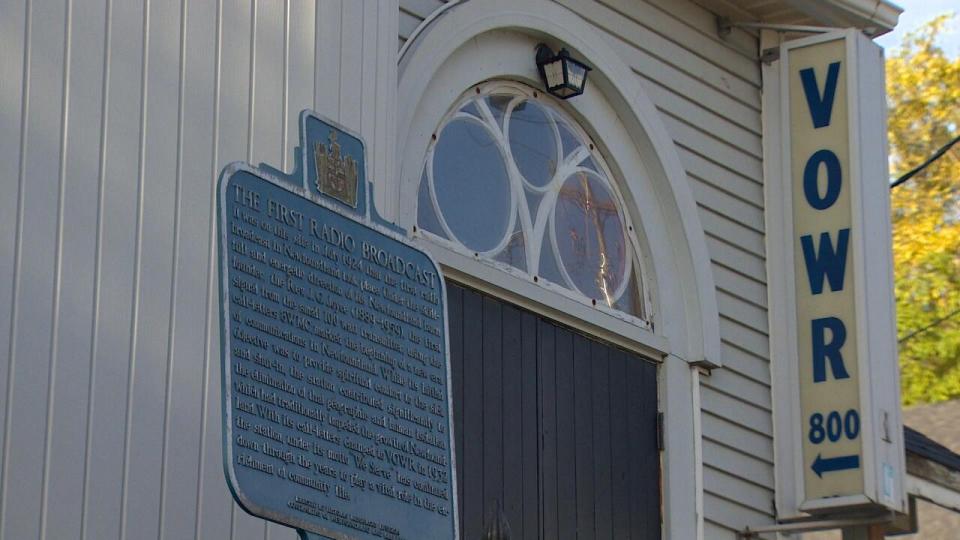 This plaque outside of Wesley United Church commemorates the historical significance of the building being host to Newfoundland's first ever radio broadcast. 