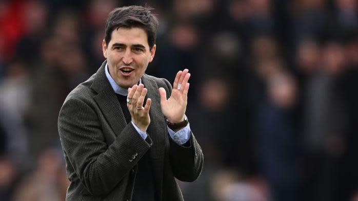 Bournemouth manager Andoni Iraola applauds the fans
