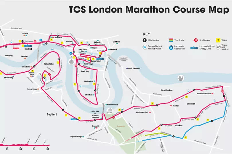 This year's London Marathon course.