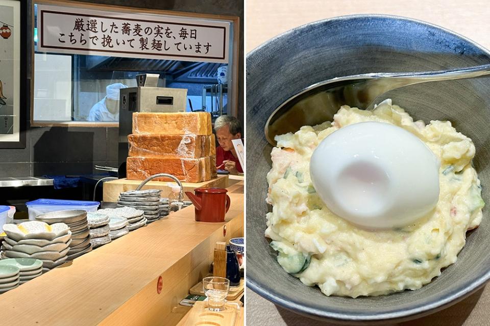 Spot the loaves! Their panko breadcrumbs are made from scratch with bread baked by Levain (left). Soft Boiled Egg Potato Salad may look ordinary but it's ultra creamy with ham, carrots and cucumber that you cannot stop eating (right).