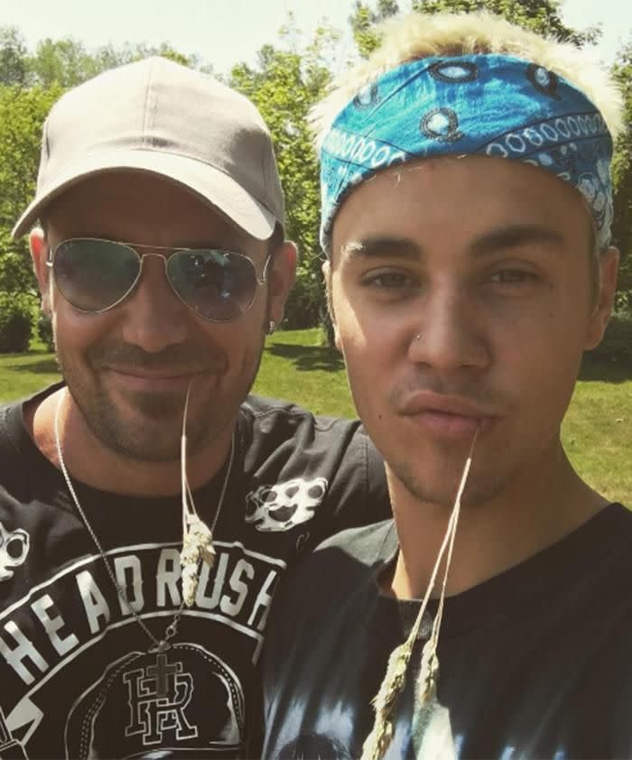 Justin with his dad Jeremy. Source: Instagram