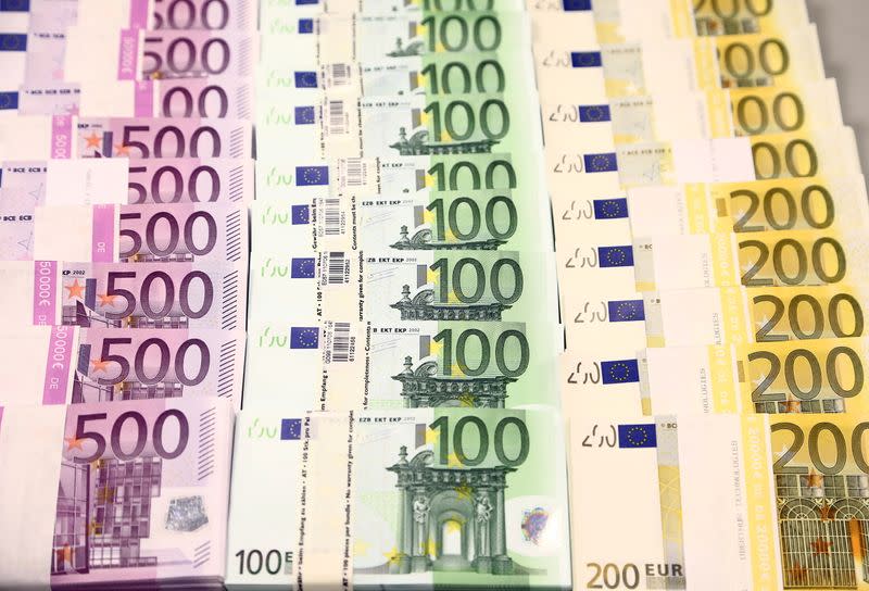 FILE PHOTO: Euro currency bills are pictured at the Croatian National Bank in Zagreb